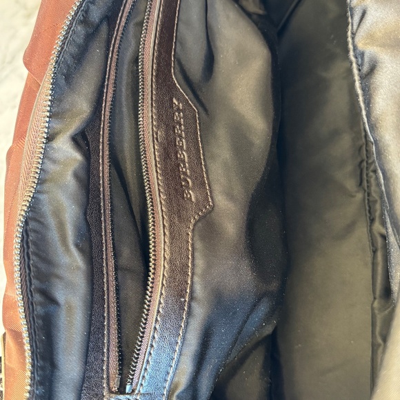 Burberry Tonal Check Burgundy Jacquard Nylon/Leather/Suede 2 zip Bowling Bag. - Picture 10 of 17